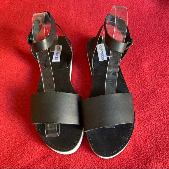 STEVE MADDEN SZ 9.5 Miley Ankle Strap Slip On Comfort Rubber Sole  Sandal - Picture 3 of 10